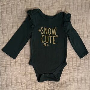 Jumping Beans Green Bodysuit Snow Cute Design